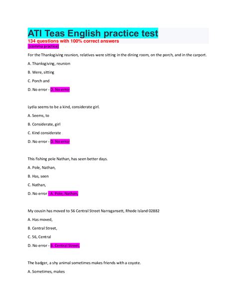 teas test sample questions